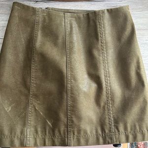 Free People Vegan Leather Green Mini Skirt
